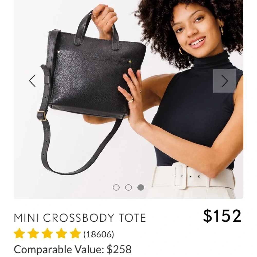 Portland Leather Mini Crossbody Tote Pebbled Black - Picture 10 of 12